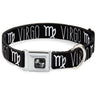 Dog Bone Seatbelt Buckle Collar - Zodiac VIRGO/Symbol Black/White