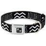 Dog Bone Seatbelt Buckle Collar - Zodiac AQUARIUS/Symbol Black/White