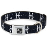 Dog Bone Seatbelt Buckle Collar - Zodiac Pisces Symbol/Constellations Black/White