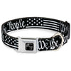 Dog Bone Black/Silver Seatbelt Buckle Collar - Americana Flag/WE THE PEOPLE Black/White