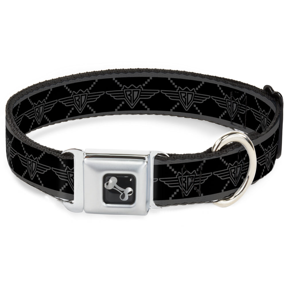 Dog Bone Seatbelt Buckle Collar - BD Monogram2 Black/Gray