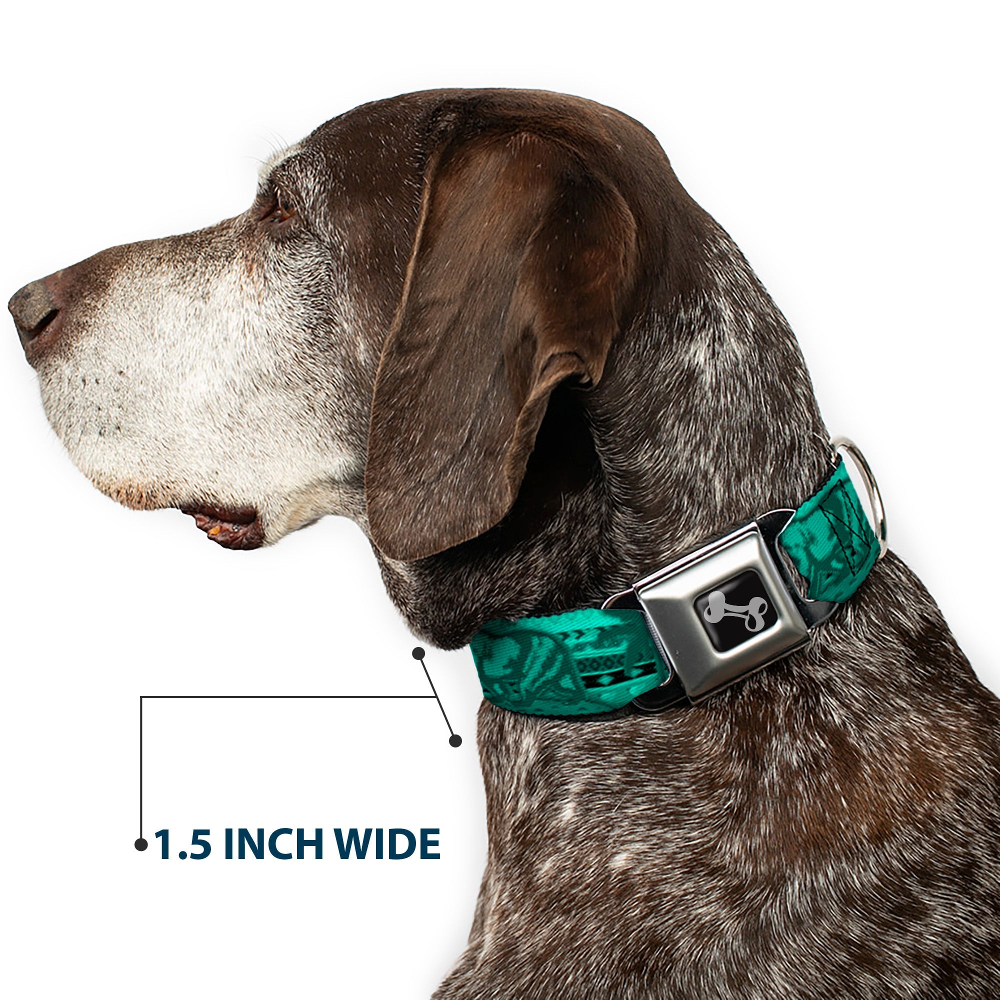 Dog Bone Seatbelt Buckle Collar - Cali Bear/Palm Trees/Geometric Green