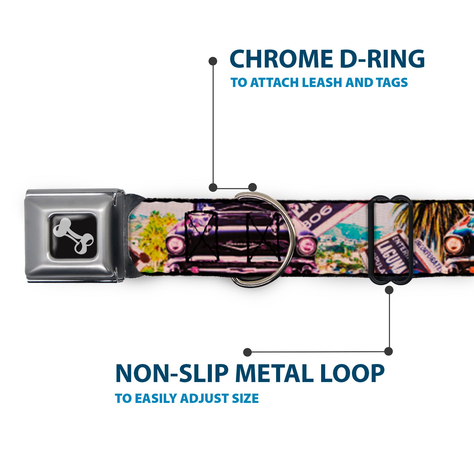 Dog Bone Seatbelt Buckle Collar - Cali Classic Laguna Beach