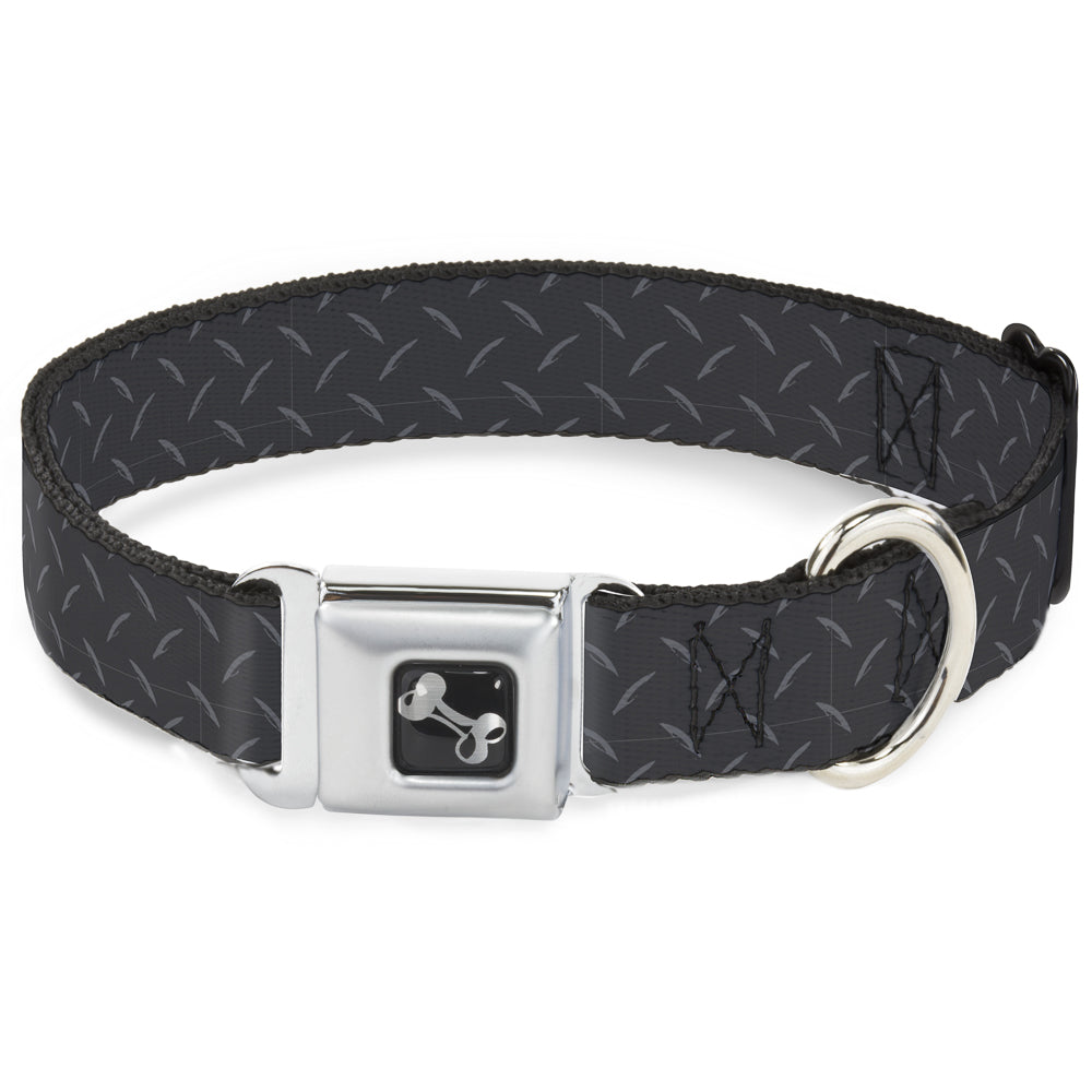 Dog Bone Seatbelt Buckle Collar - Diamond Plate Grays