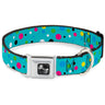 Dog Bone Seatbelt Buckle Collar - Dots Seafoam Green/Multi Pastel
