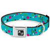 Buckle-Down Dots Seafoam Green/Multicolor/Pastel Seatbelt Buckle Dog Collar