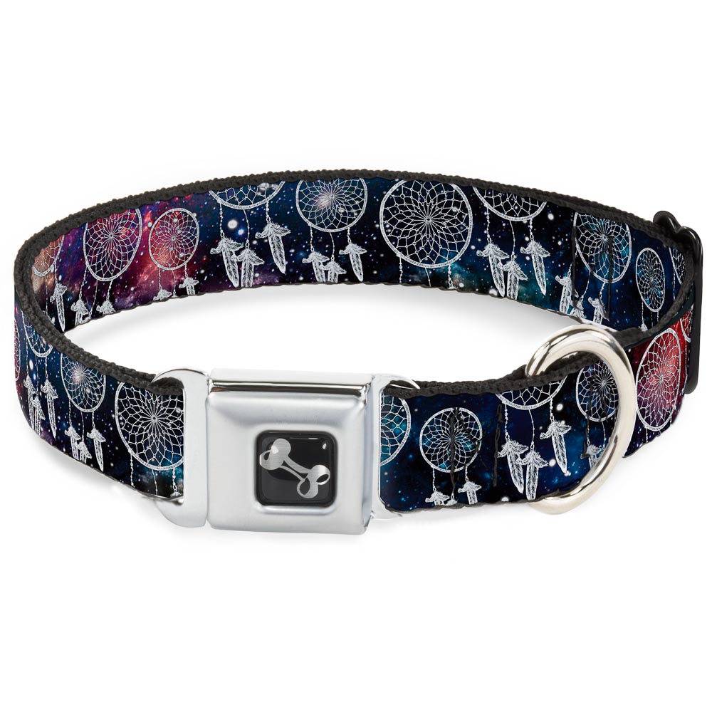 Dog Bone Seatbelt Buckle Collar - Dream Catcher Galaxy/White