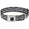 Buckle-Down Diamond Sugar Skull Stacked Black & Silver Fade & White Seatbelt Buckle Dog Collar