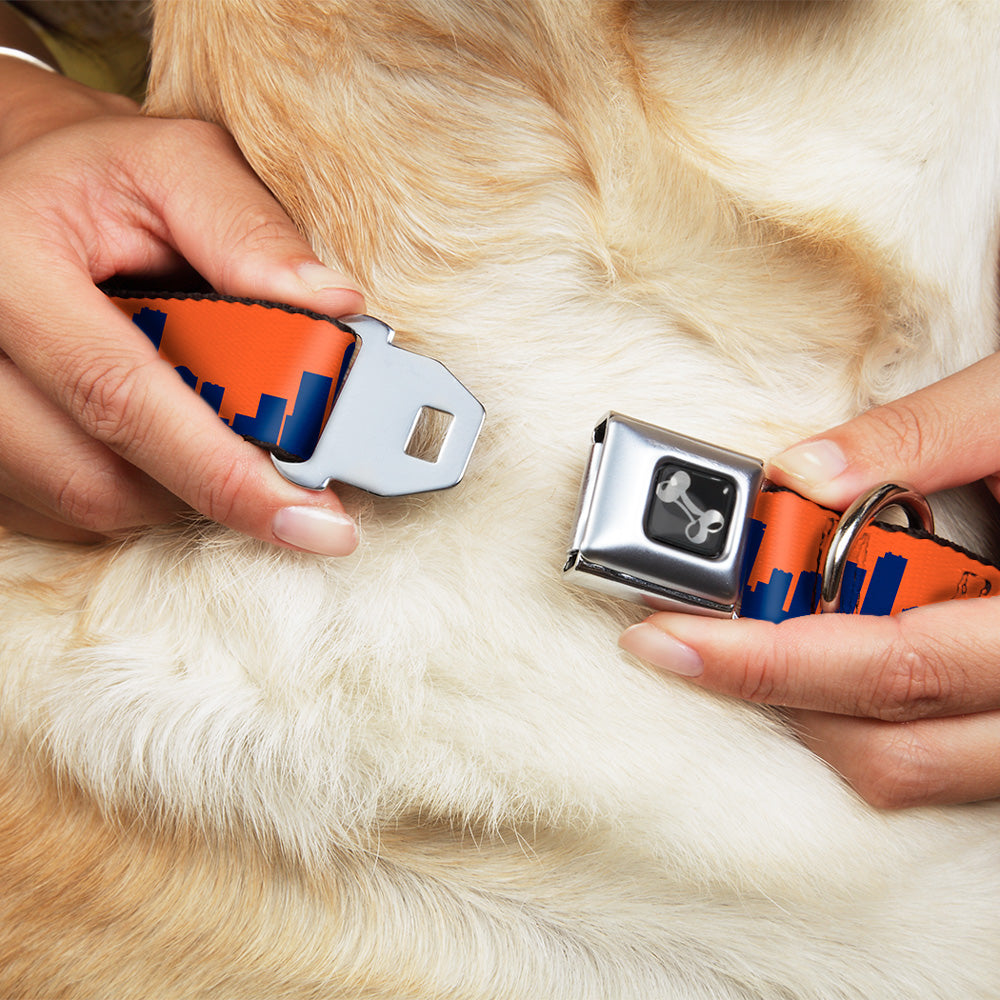 Dog Bone Seatbelt Buckle Collar - Denver Solid Skyline Orange/Navy