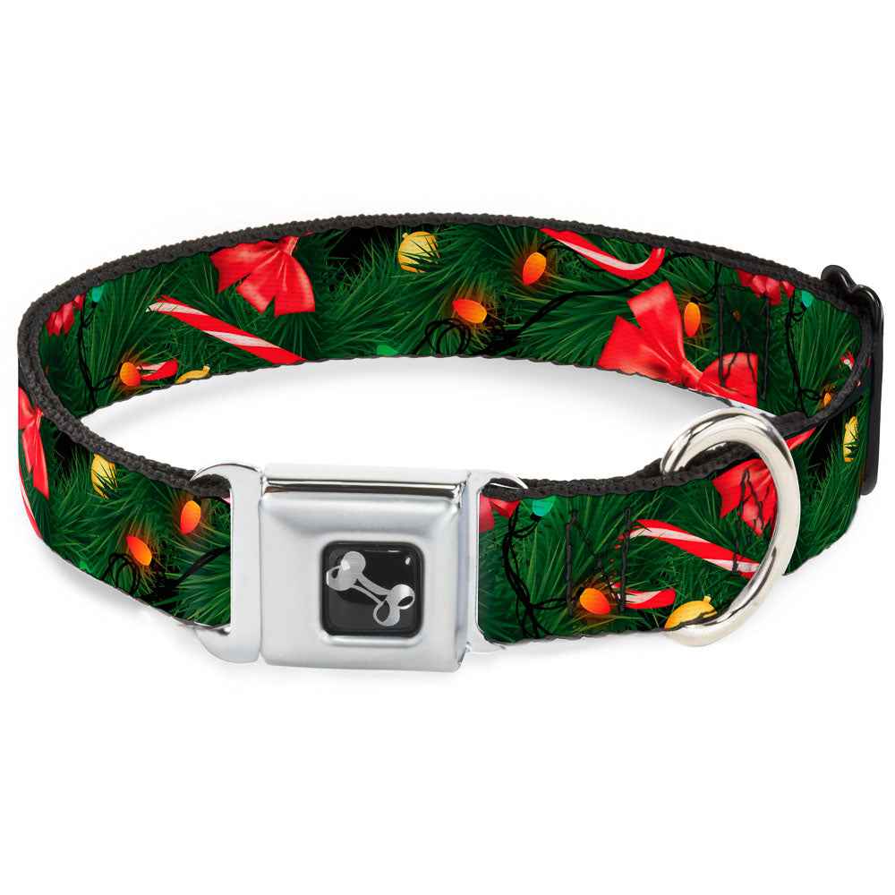 Buckle-Down Decorated Tree2 w/Bows/Lights/Candy Canes Seatbelt Buckle Dog Collar