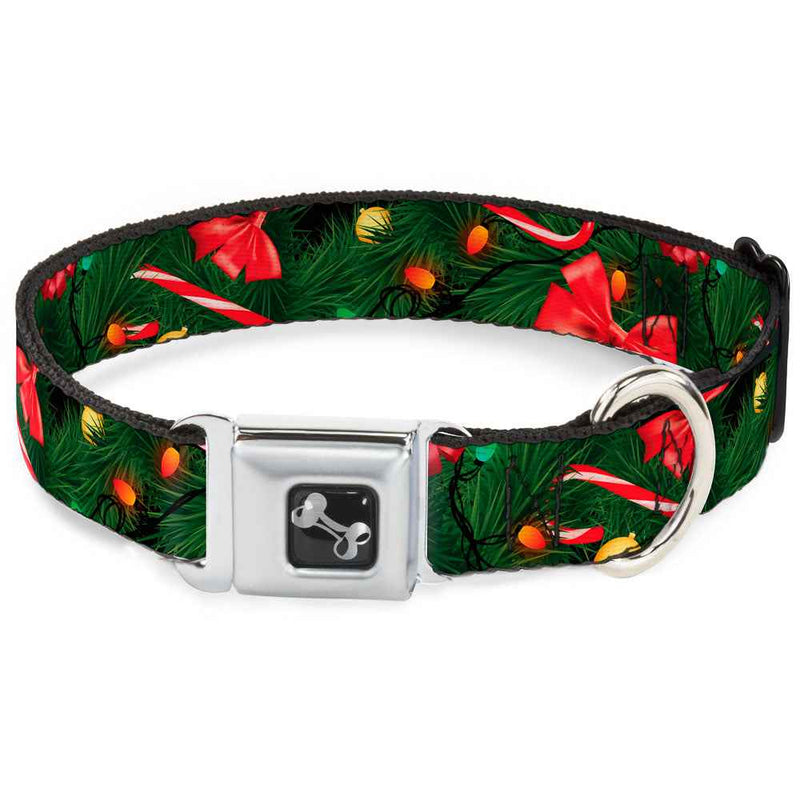 Buckle-Down Decorated Tree2 w/Bows/Lights/Candy Canes Seatbelt Buckle Dog Collar