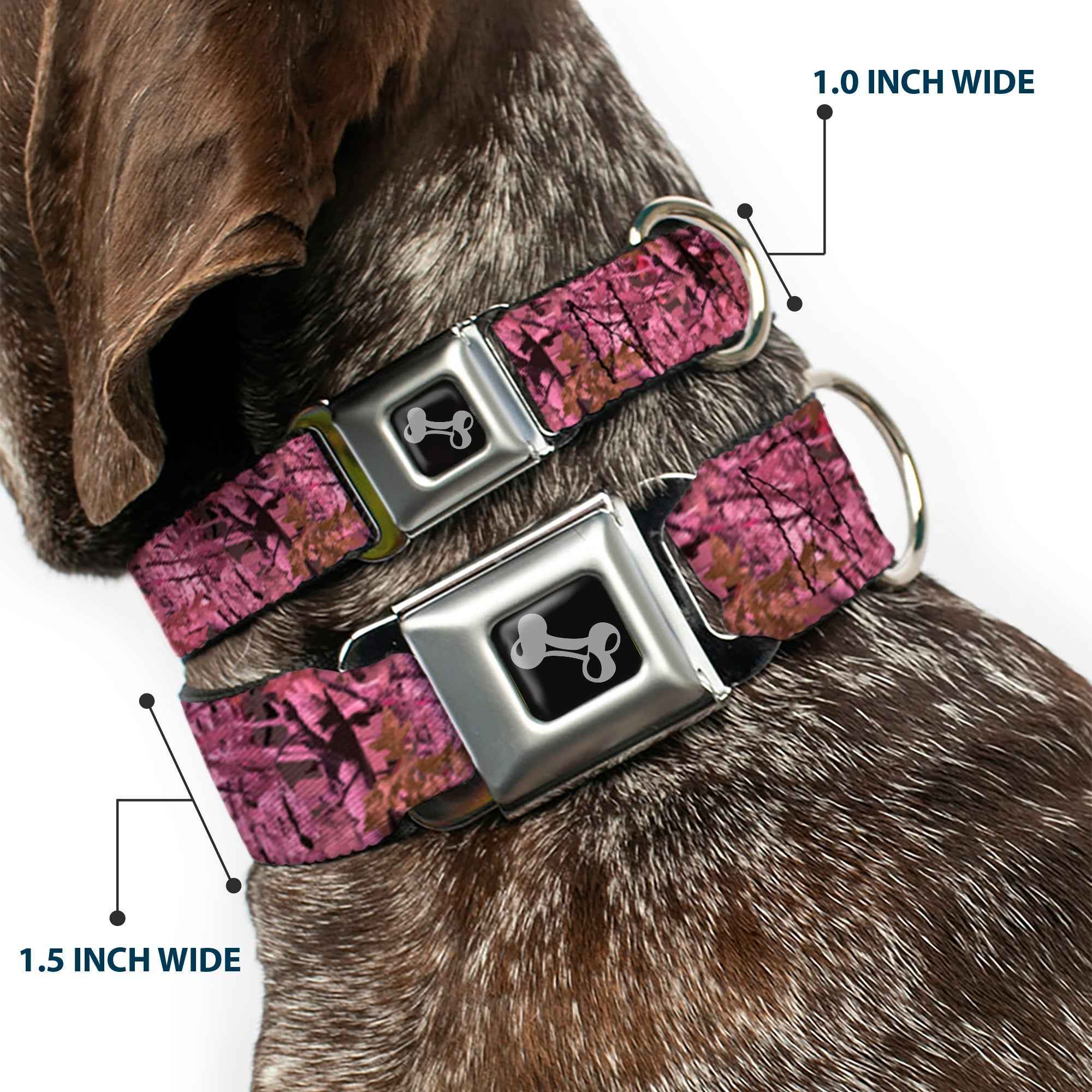 Buckle-Down Hunting Camo Pinks Seatbelt Buckle Dog Collar