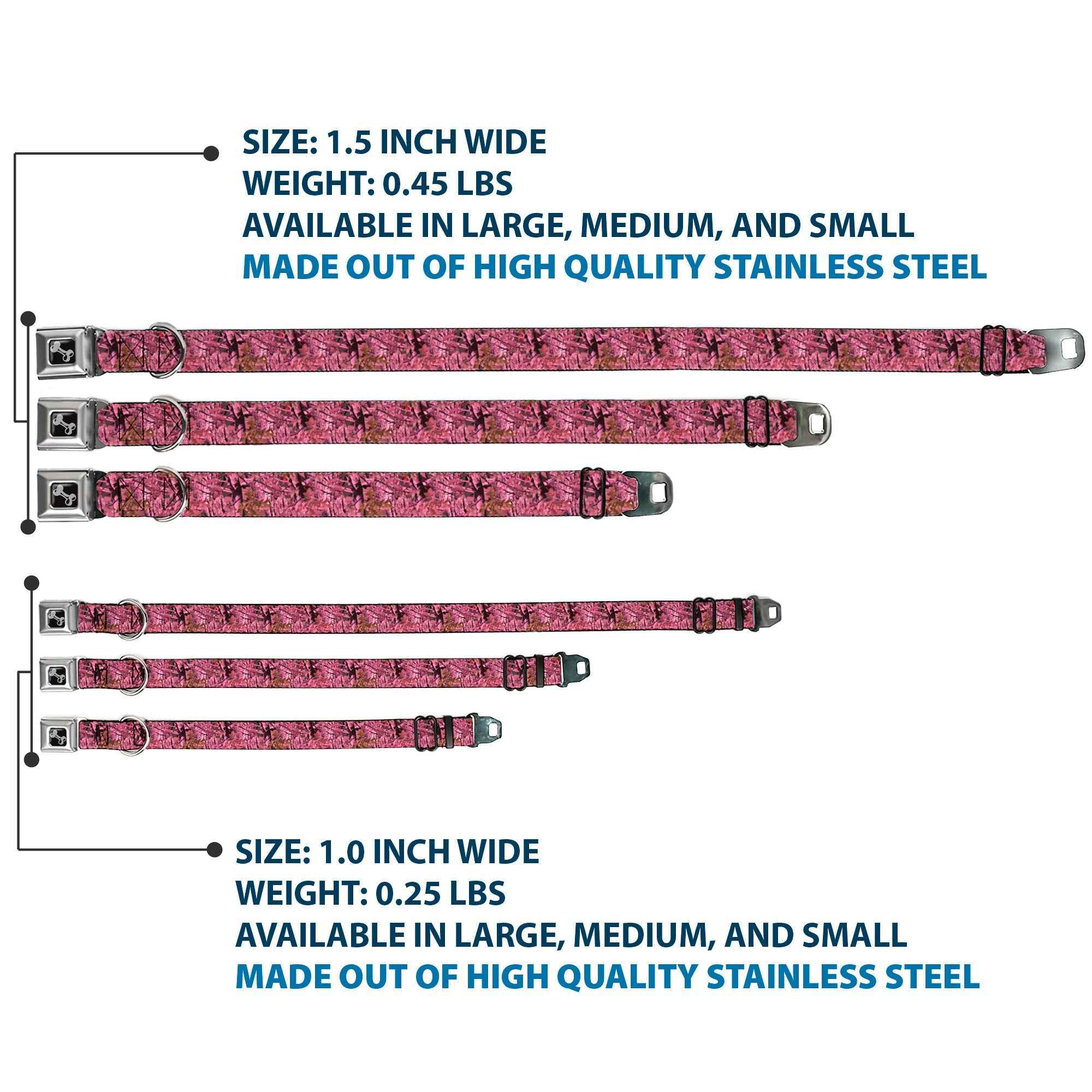 Buckle-Down Hunting Camo Pinks Seatbelt Buckle Dog Collar