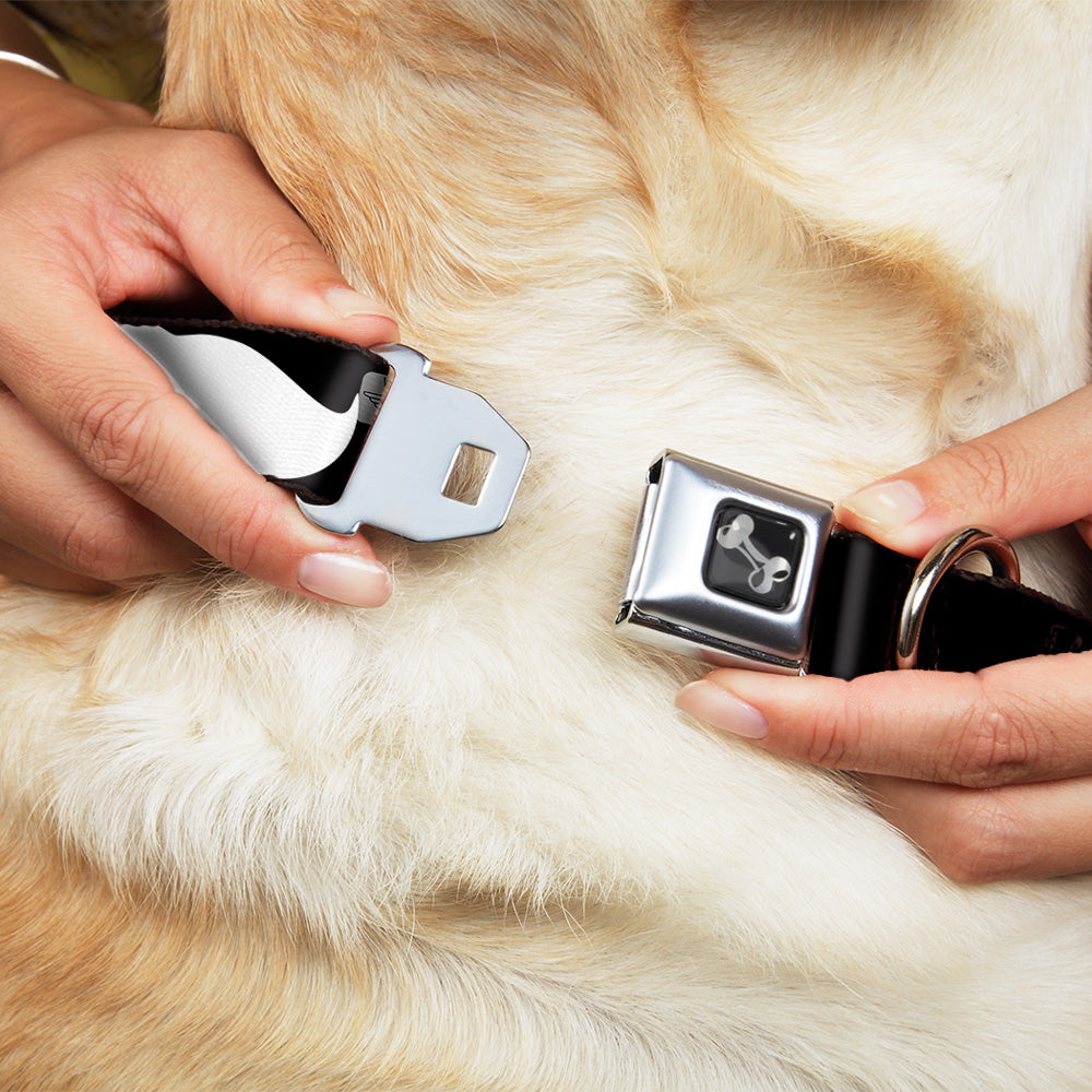 Dog Bone Seatbelt Buckle Collar - Mustache Black/White