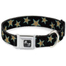 Dog Bone Seatbelt Buckle Collar - Multi Stars Black/Leopard/Baby Blue Outline