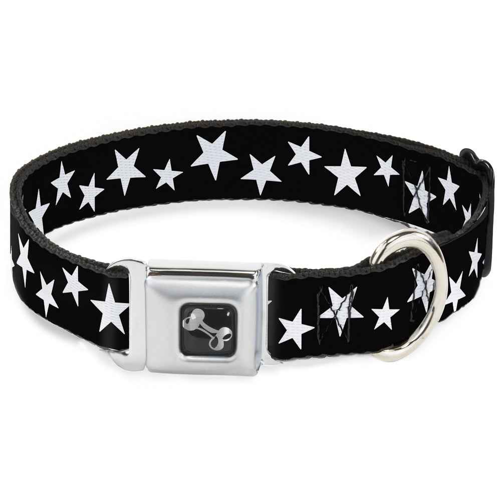 Buckle-Down Multi Stars Black/White Seatbelt Buckle Dog Collar