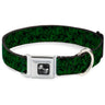 Buckle-Down Seatbelt Buckle Dog Collar - Marijuana Leaves Stacked Black/Green