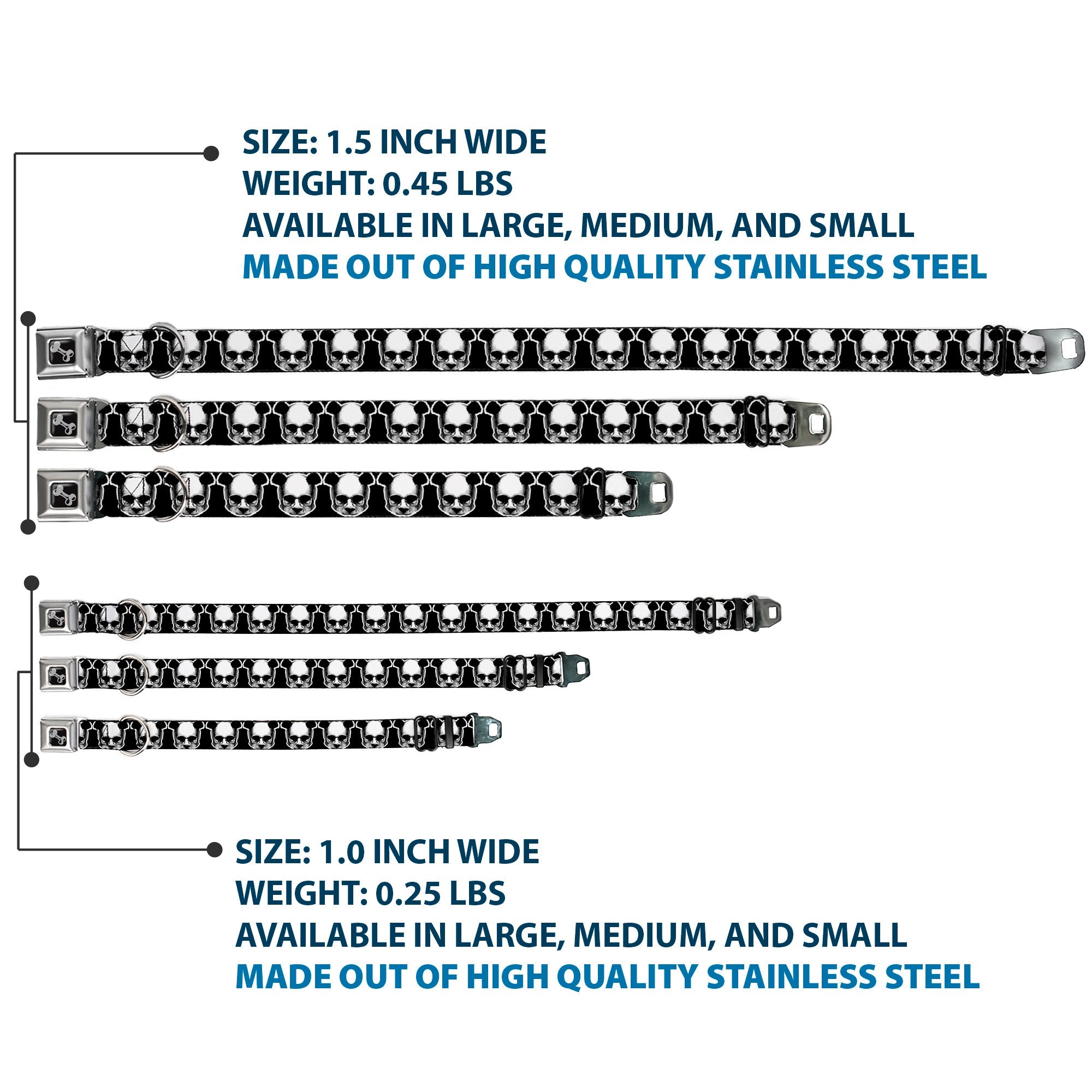 Dog Bone Seatbelt Buckle Collar - Panda Skulls