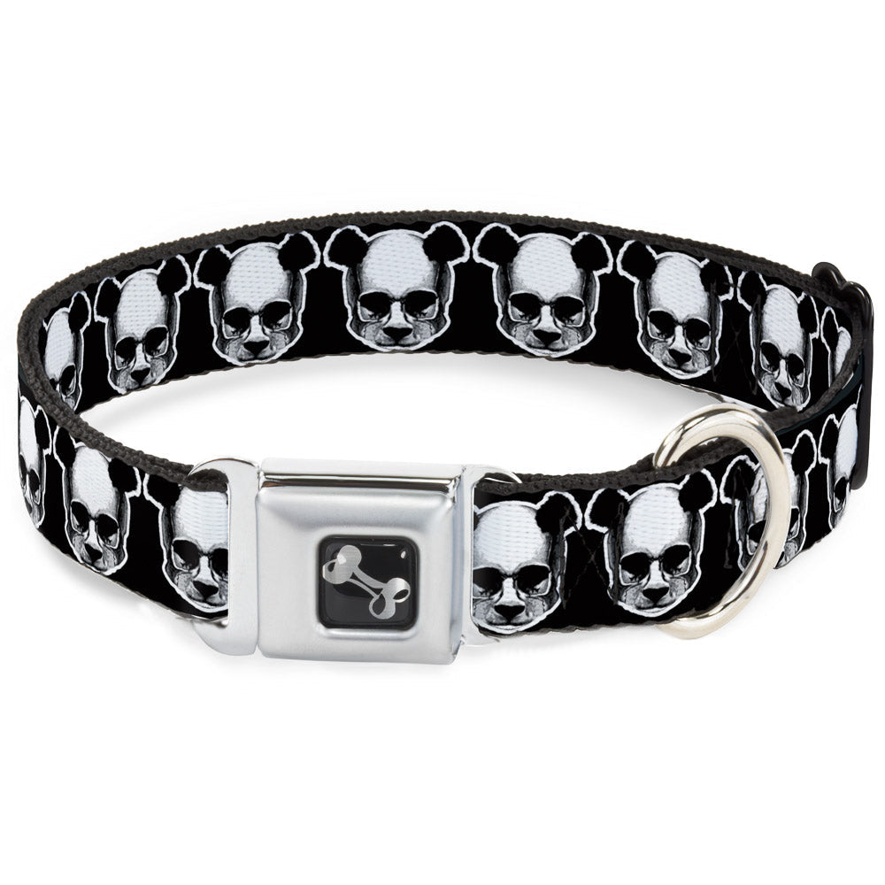 Dog Bone Seatbelt Buckle Collar - Panda Skulls