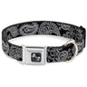 Dog Bone Seatbelt Buckle Collar - Paisley2 Black/White