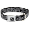 Buckle-Down Paisley Black/White Seatbelt Buckle Dog Collar