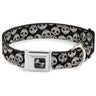 Dog Bone Seatbelt Buckle Collar - Panda Bear Sugar Skull Scattered Black/White