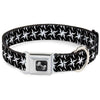 Dog Bone Seatbelt Buckle Collar - Pinwheel Plumes White/Black