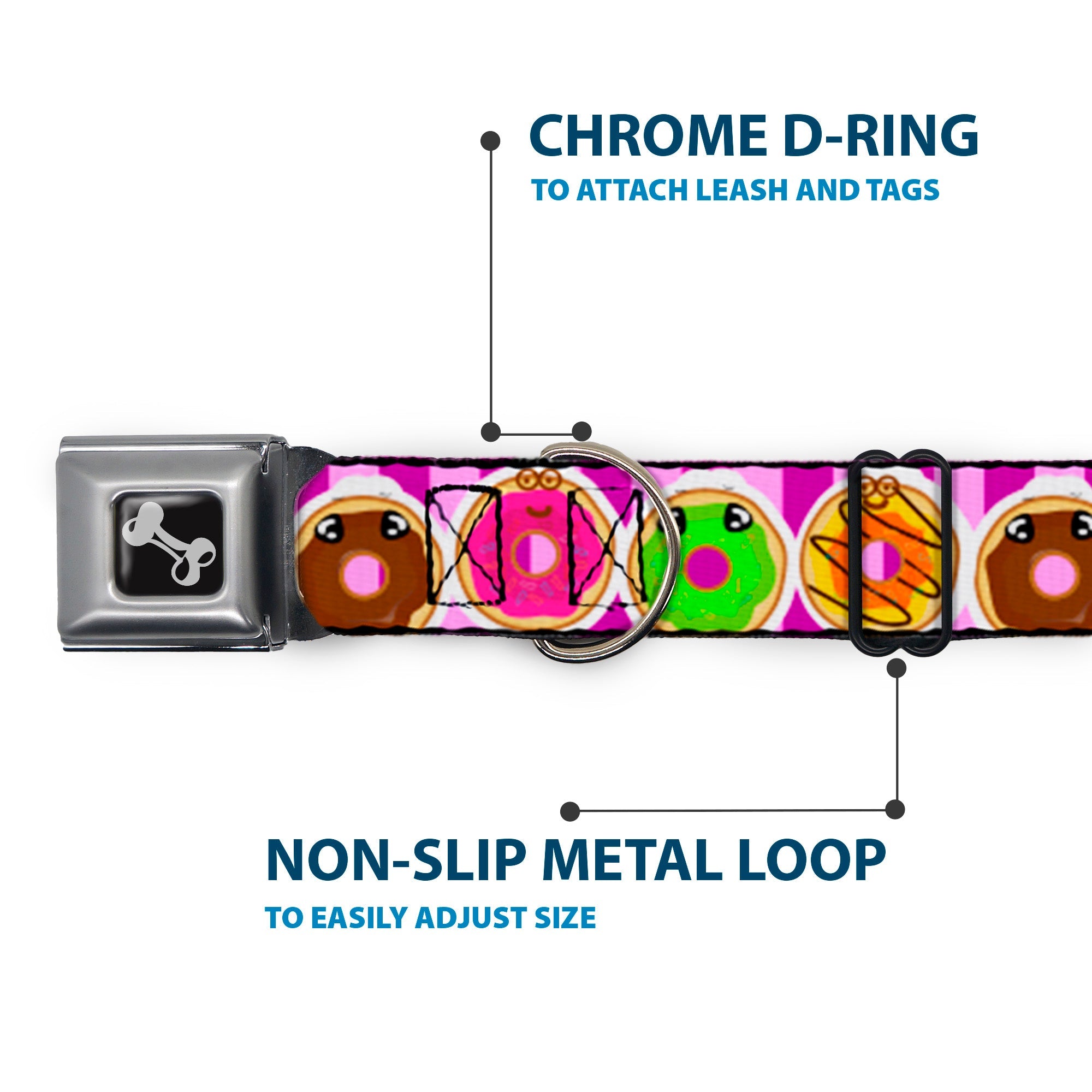 Dog Bone Seatbelt Buckle Collar - Sprinkle Donut Expressions Pink