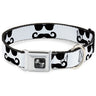 Dog Bone Seatbelt Buckle Collar - Sunglasses & Mustache White/Black