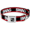 Buckle-Down Swagg Black & White & Red Stripe Seatbelt Buckle Dog Collar