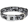 Dog Bone Seatbelt Buckle Collar - Scattered Panda Bear Cartoon2 Black/White