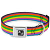 Dog Bone Seatbelt Buckle Collar - Stripes Purple/Orange/Green/Yellow/Pink/Blue