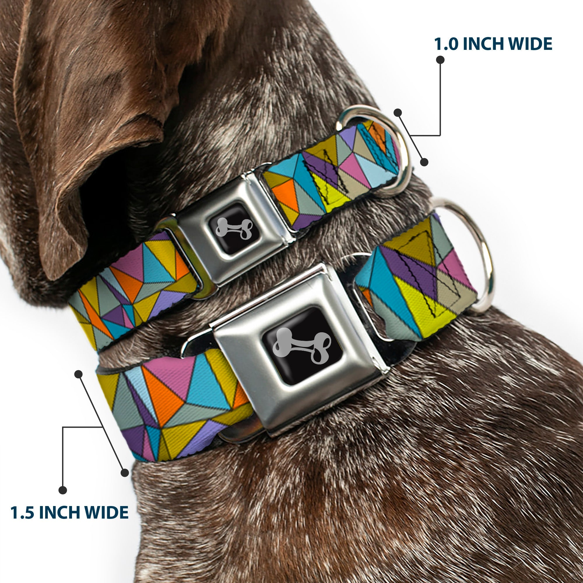 Dog Bone Seatbelt Buckle Collar - Stained Glass Mosaic Multi Color