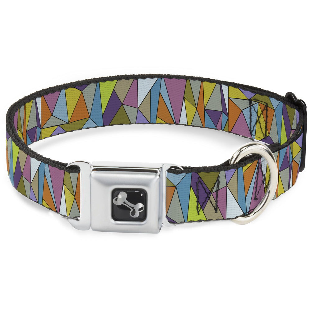 Dog Bone Seatbelt Buckle Collar - Stained Glass Mosaic Multi Color