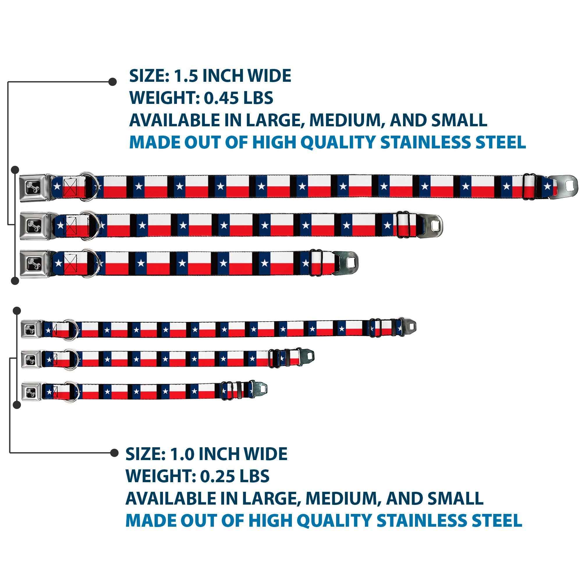 Buckle-Down Texas Flag/Black Seatbelt Buckle Dog Collar