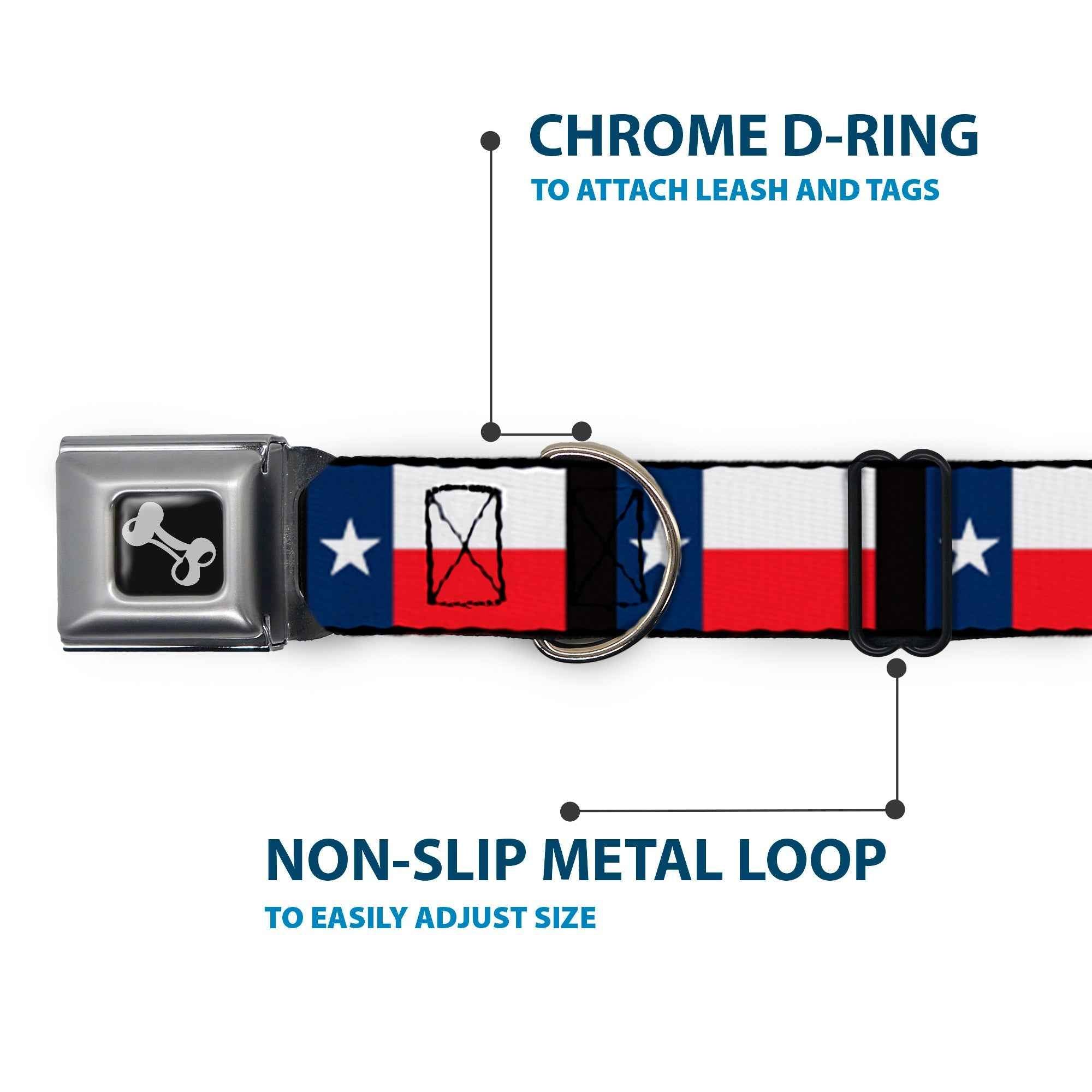 Buckle-Down Texas Flag/Black Seatbelt Buckle Dog Collar