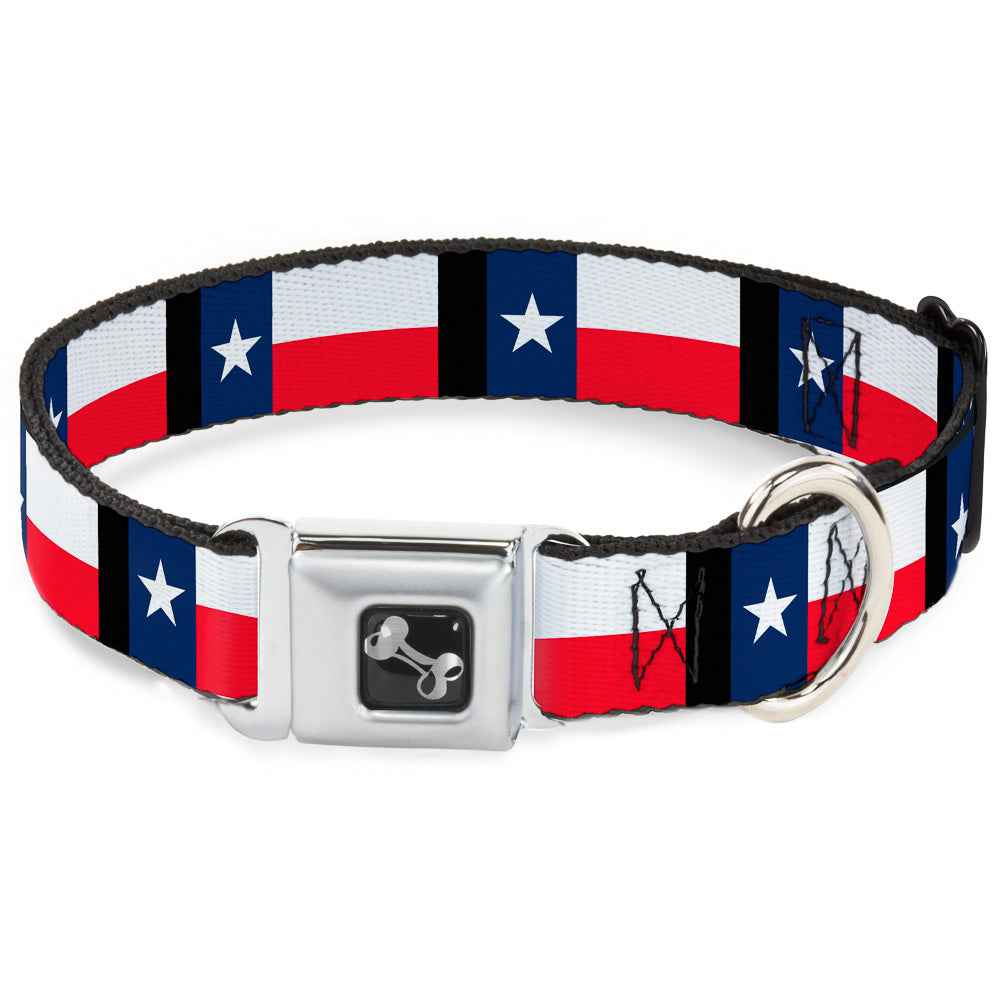 Buckle-Down Texas Flag/Black Seatbelt Buckle Dog Collar