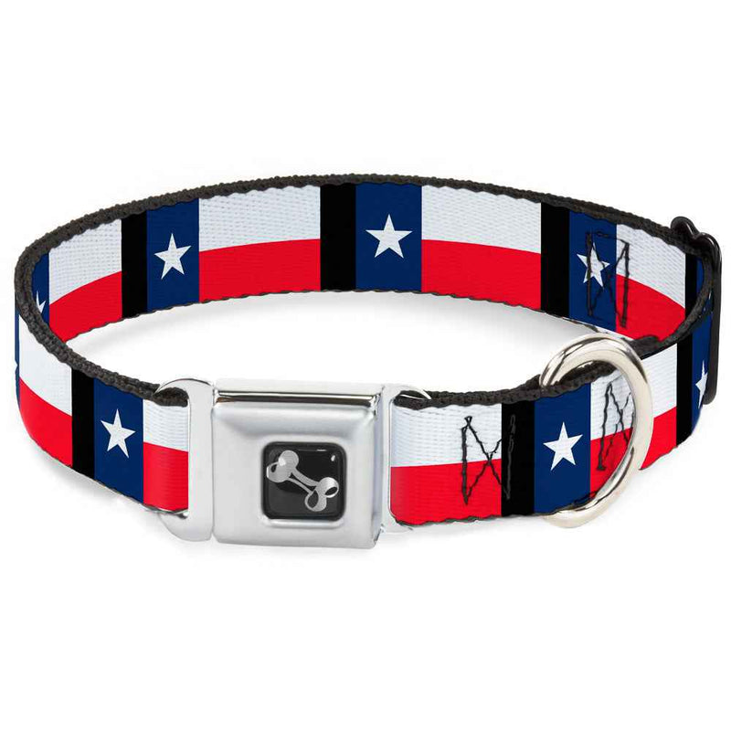 Buckle-Down Texas Flag/Black Seatbelt Buckle Dog Collar