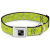 Dog Bone Black/Silver Seatbelt Buckle Collar - Tennis Balls Stacked