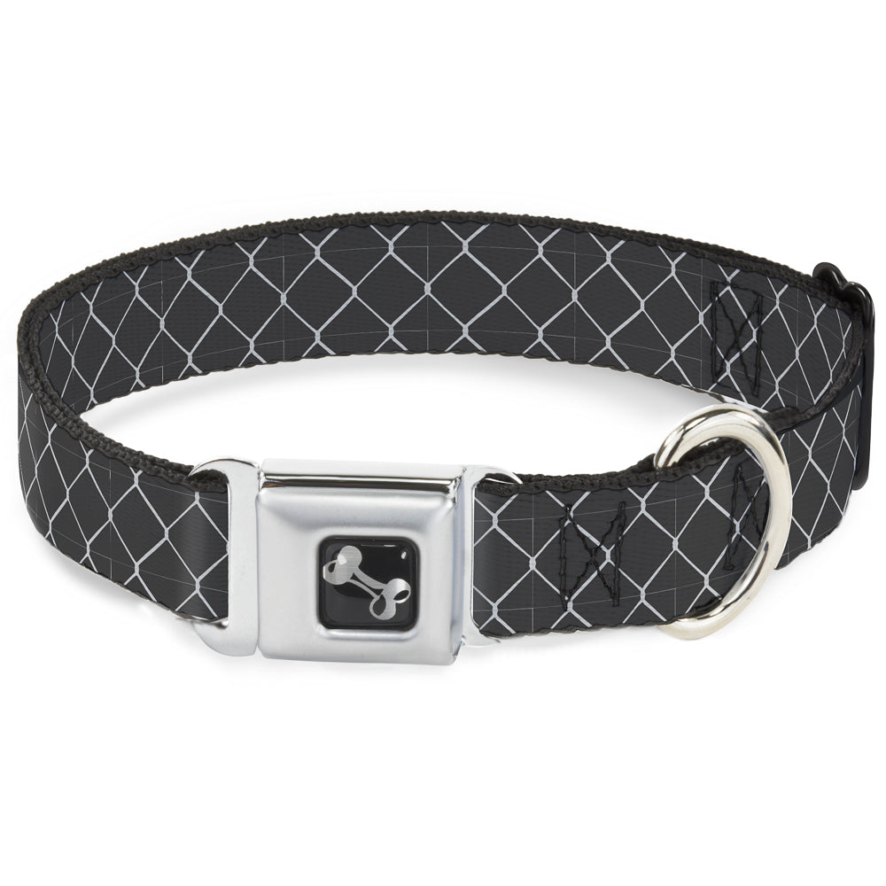 Dog Bone Seatbelt Buckle Collar - Chain Link Fence Grays