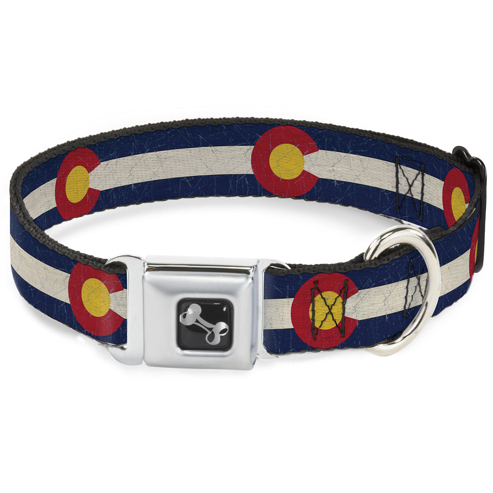 Dog Bone Seatbelt Buckle Collar - Colorado Flags2 Repeat Vintage