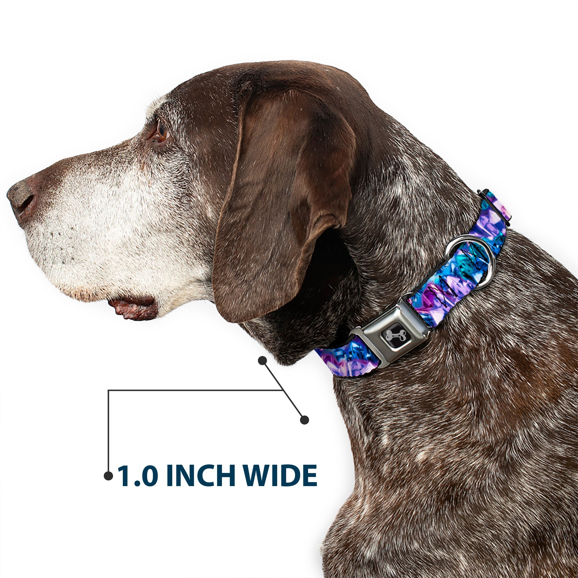 Dog Bone Seatbelt Buckle Collar - Crystals2 Blues/Purples