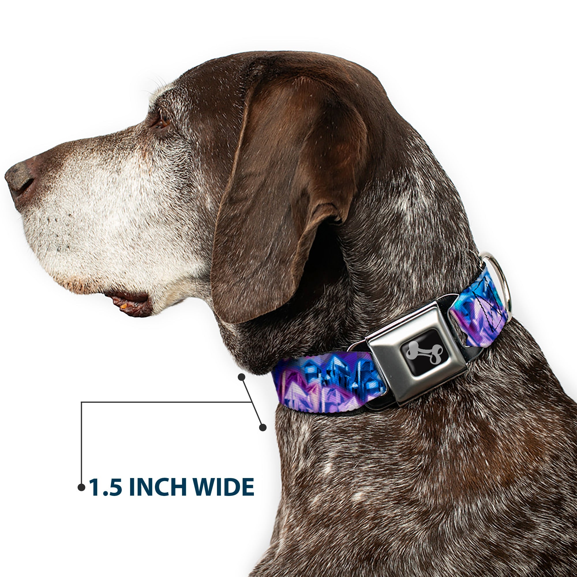 Dog Bone Seatbelt Buckle Collar - Crystals2 Blues/Purples