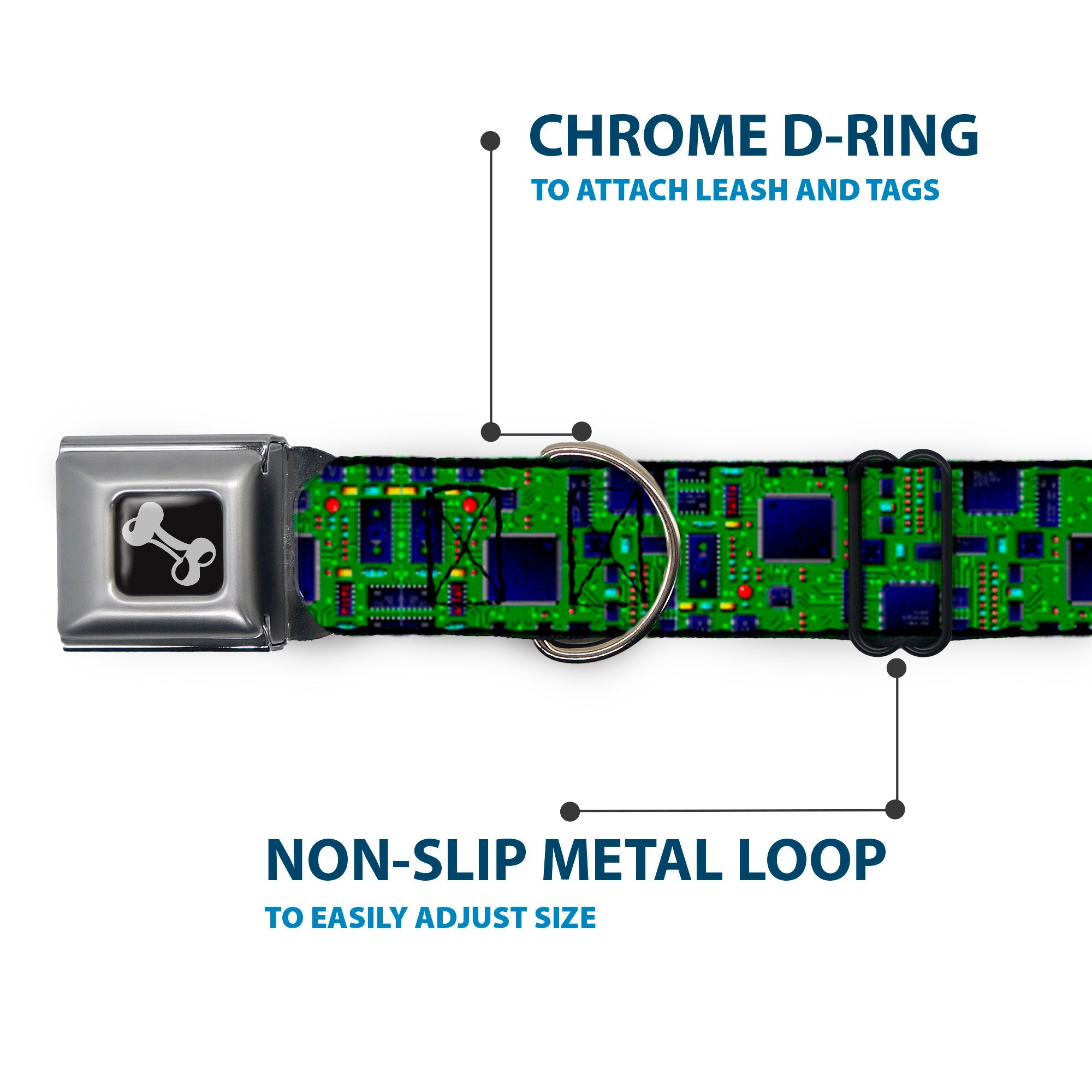 Dog Bone Seatbelt Buckle Collar - Circuit Board2