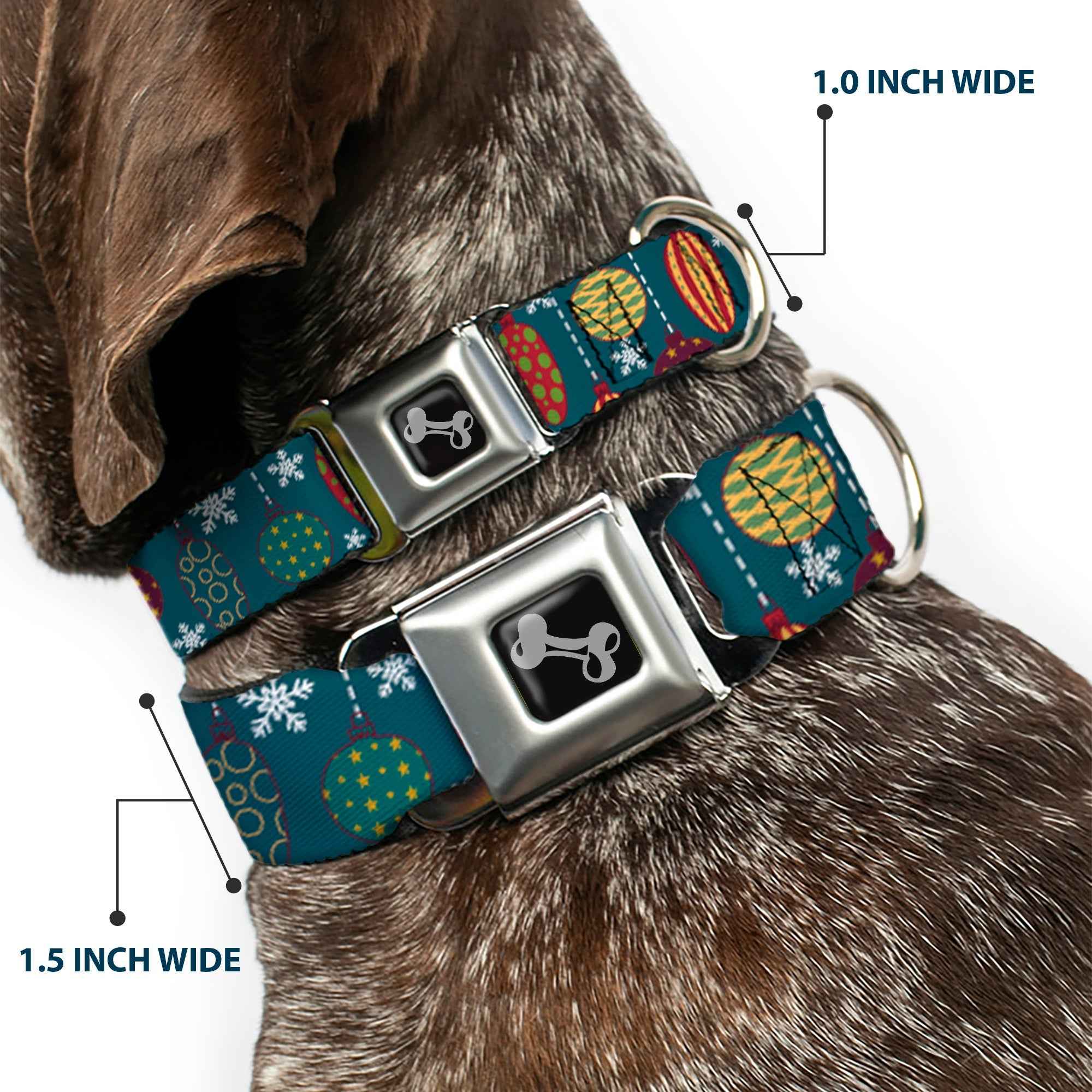 Buckle-Down Christmas Ornaments/Snowflakes Blue/White/Multicolor Seatbelt Buckle Dog Collar