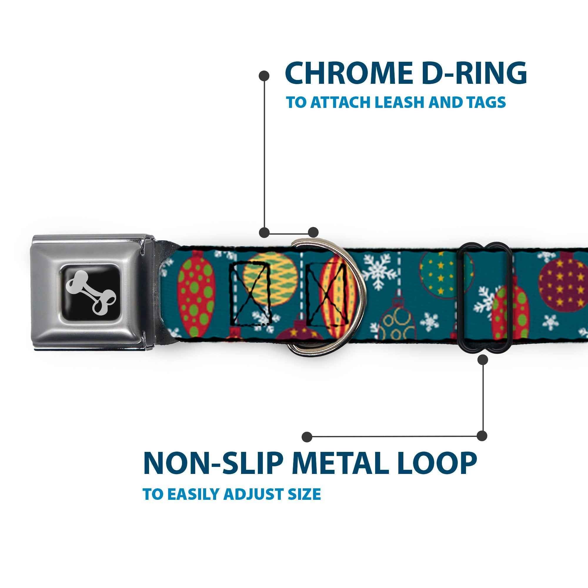 Buckle-Down Christmas Ornaments/Snowflakes Blue/White/Multicolor Seatbelt Buckle Dog Collar