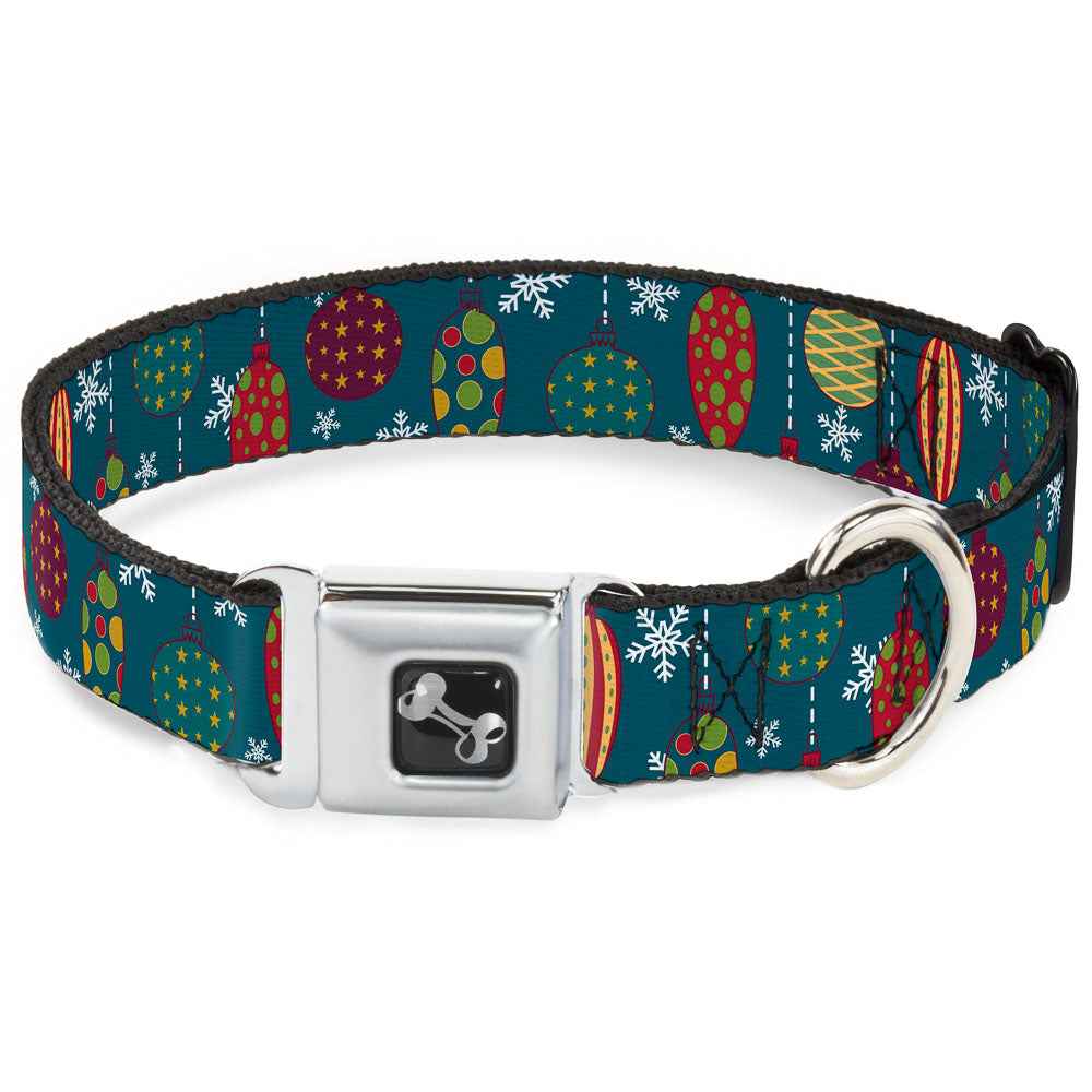 Buckle-Down Christmas Ornaments/Snowflakes Blue/White/Multicolor Seatbelt Buckle Dog Collar