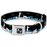 Dog Bone Seatbelt Buckle Collar - SUP w/Dog Black/Blues/White