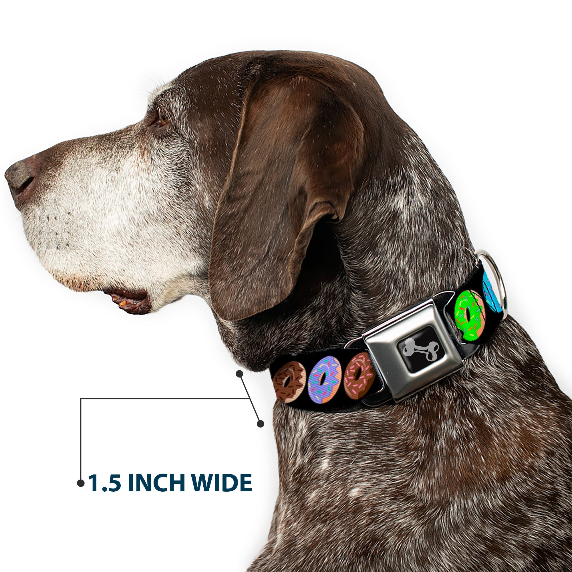 Buckle-Down Sprinkle Donuts Black/Multicolor Seatbelt Buckle Dog Collar
