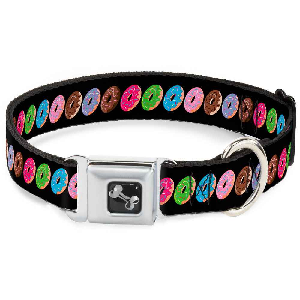 Buckle-Down Sprinkle Donuts Black/Multicolor Seatbelt Buckle Dog Collar